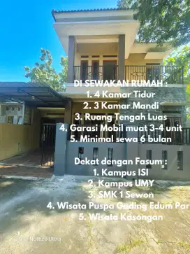 Sewa Rumah 4 Kamar Tidur Sewon Bantul