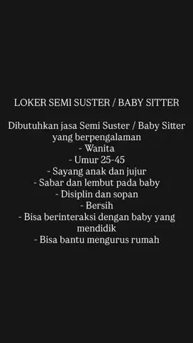LOKER BABY SITTER / SEMI SUSTER
