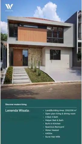 Dijual Rumah Modern Open plan Living & dinning room di Legeda Wisata