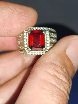 Batu garnet hessonite 4.13 carat ring perak memo WGL