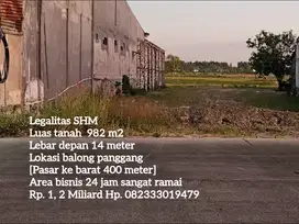 Lahan nol jalan raya balong panggang dekat pasar