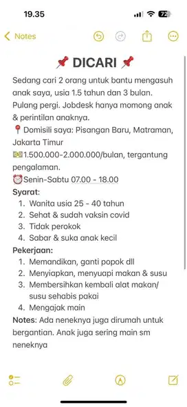 LOWONGAN KERJA - MOMONG ANAK (PP MATRAMAN JAKARTA TIMUR)