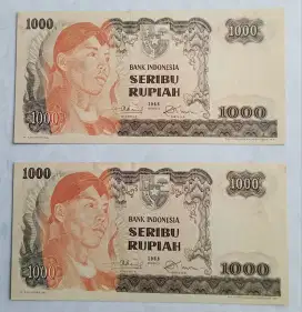 Uang kuno seri sudirman 1000 rupiah 2 lembar