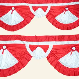 Bendera Merah Putih Backdrop Pita 10 meter tinggi 75cm 10 gelombang