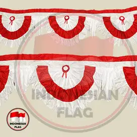 Bendera Merah Putih Backdrop Bunder 10 meter tinggi 75cm 10 gelombang