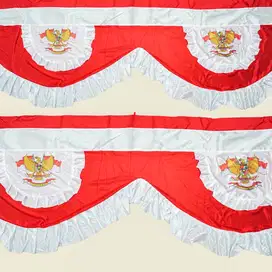 Bendera Merah Putih Backdrop Garuda 10 meter tinggi 75cm 10 gelombang