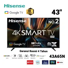 HISENSE 4K UHD GOOGLE TV 43 Inch Dolby Atmos 43A65N HDR Framless Bezel