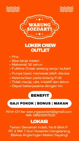 Butuh Segera Crew Outlet