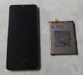 LCD plus frame dan batere Samsung M22 Original 100% Amoled bawaan.
