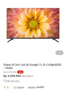 Sharp led google tv 43 inci