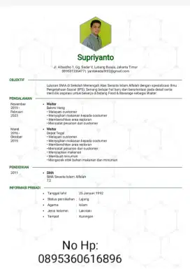 Cari lowongan ob/waiter