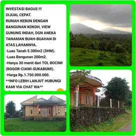Rumah kebun villa indah invest untung 30 mnt ke Tol Parungkuda-Skbmi.