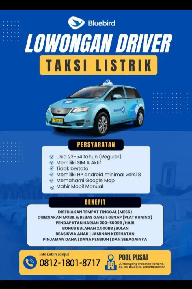 Lowongan Kerja Driver 
PT. Blubird Group Tbk.