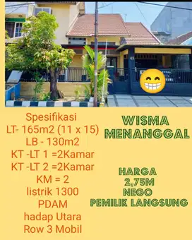 ❗Wisma Menanggal❗Rumah di Menanggal-Gayungan