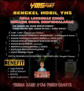 LOWONGAN MEKANIK UNTUK SPESIALIS KAKI KAKI DAN MESIN MOBIL