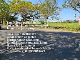 Rp. 1, 6 juta/m  termurah Tanah plot gudang menganti