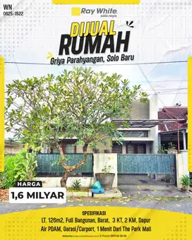 Rumah di Perumahan Griya Parahyangan Solo Baru Grogol Sukoharjo