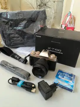 Kamera mirrorless Fujifilm XT 100 preloved fullset banyak bonus