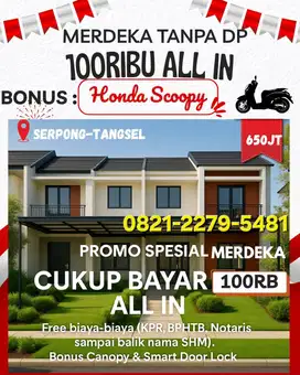 Beli rumah 2 lantai Pamulang bonus motor
