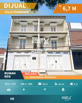Dijual Rumah Kos Furnish Full Penghuni di Jl Bendungan Wonogiri Malang