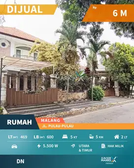 Dijual Rumah Hook Dekat Pusat Kota di Klojen Malang
