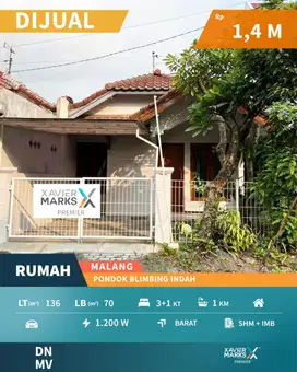 Dijual Murah Rumah di Blok Tengah PBI Araya, Blimbing Kota Malang
