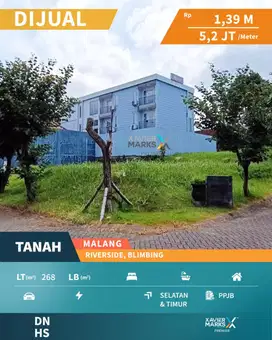 Dijual Tanah Hook di Kawasan Elite Riverside Malang Dekat Exit Tol