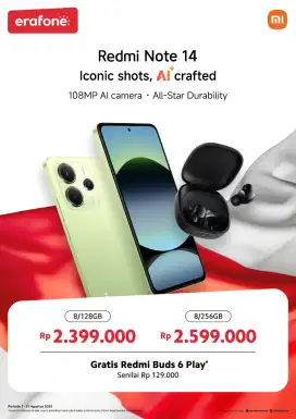 Redmi note 14 8/128 free buds 6 play