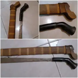 Parang traditional NTB gagang tanduk kerbau anyaman rotan kayu kelapa