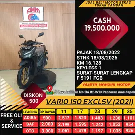 HONDA VARIO 150 EXCLSV TH 2021 PLAT F BOGOR  KREDIT DP 500