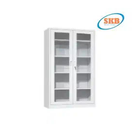 LEMARI CABINET PINTU KACA GESER / SLIDING FULL WHITE