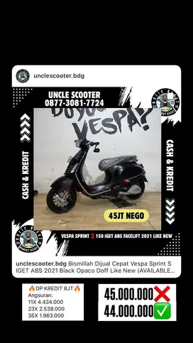 Vespa Sprint S IGET ABS 2021 Black Opaco Doff Like New