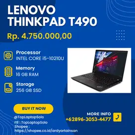 LENOVO THINKPAD T490 - INTEL CORE i5-10210U - RAM 16 GB - SSD 256 GB