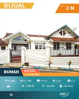 Rumah Hook Terawat di Ikan Ikan Blimbing Malang Row Jalan Lebar