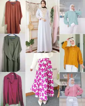 Stock Jualan Baju Tunik Rok Gamis