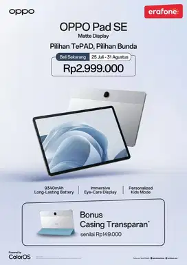 Ready OPPO pad SE bisa kredit atau tukar tambah ya kak