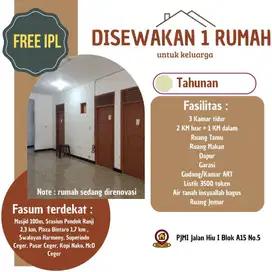 Dikontrakkan Rumah di Perumahan PJMI Ceger, Pondok Aren, Bintaro