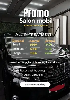 Salon mobil panggilan/Home Service area Semarang dan sekitarnya