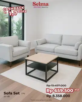 Sofa set bahan suede free ongkir