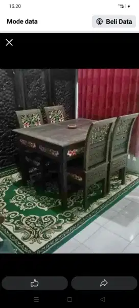 Meja makan jati ukir antik bekas dah dimelamin Bogor cibanteng