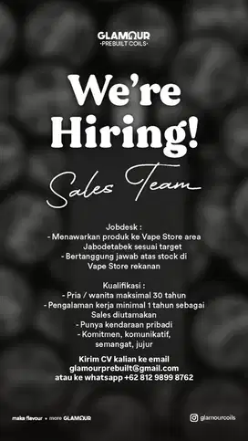 LOWONGAN PEKERJAAN SALES MARKETING