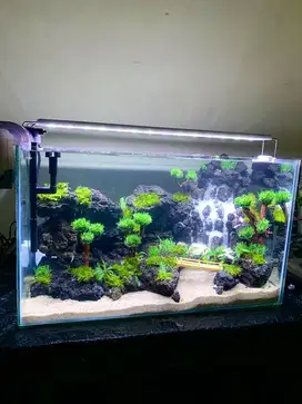 Aquascape air terjun aquarium