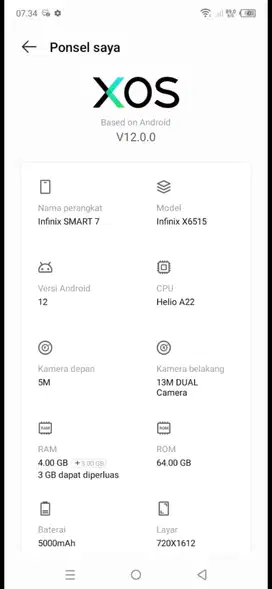 JUAL BU CEPAT ( INFINIX SMART 7 RAM 4+3/64 )