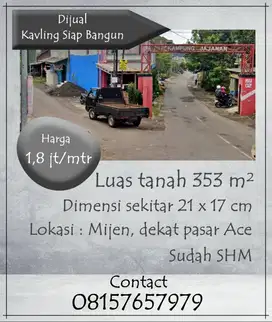 Dijual Cepat BU Kavling Siap Bangun Dekat Pasar Ace Mijen