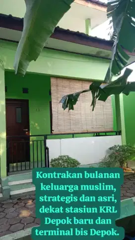 Dikontrakan bulanan hunian asri strategis keluarga islam dekat stasiun