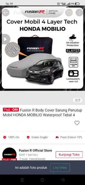 Sarung / Cover Mobil Honda Mobilio 2018