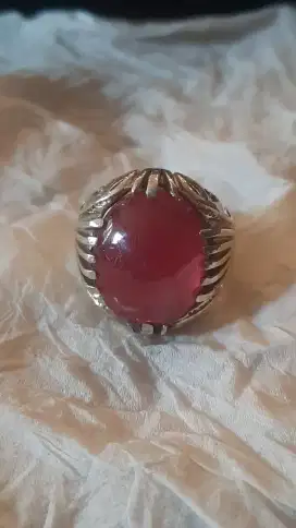 Cincin batu permata ruby pigeon bloods perak