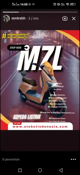 SEPEDA LISTRIK UWINFLY M75