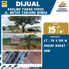 DIJUAL Kavling besar Komersil Siap Bangun di Jalan Metro Tanjung Bunga