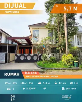 Dijual Rumah Modern Mewah di Boulevard Permata Jingga Suhat, Malang